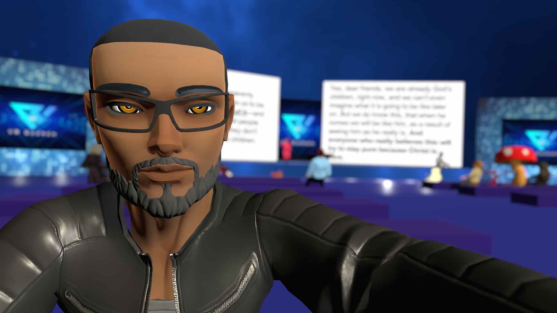 Inside a VR Church gathering in VRChat